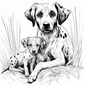 Mother and Pups African Wild Dog Coloring Sheets 2