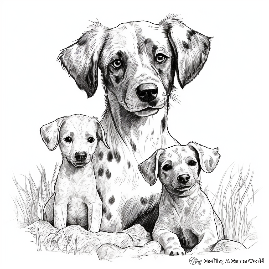 Mother and Pups African Wild Dog Coloring Sheets 4