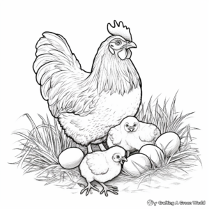 Mother Hen Protecting Her Chick Coloring Page 2