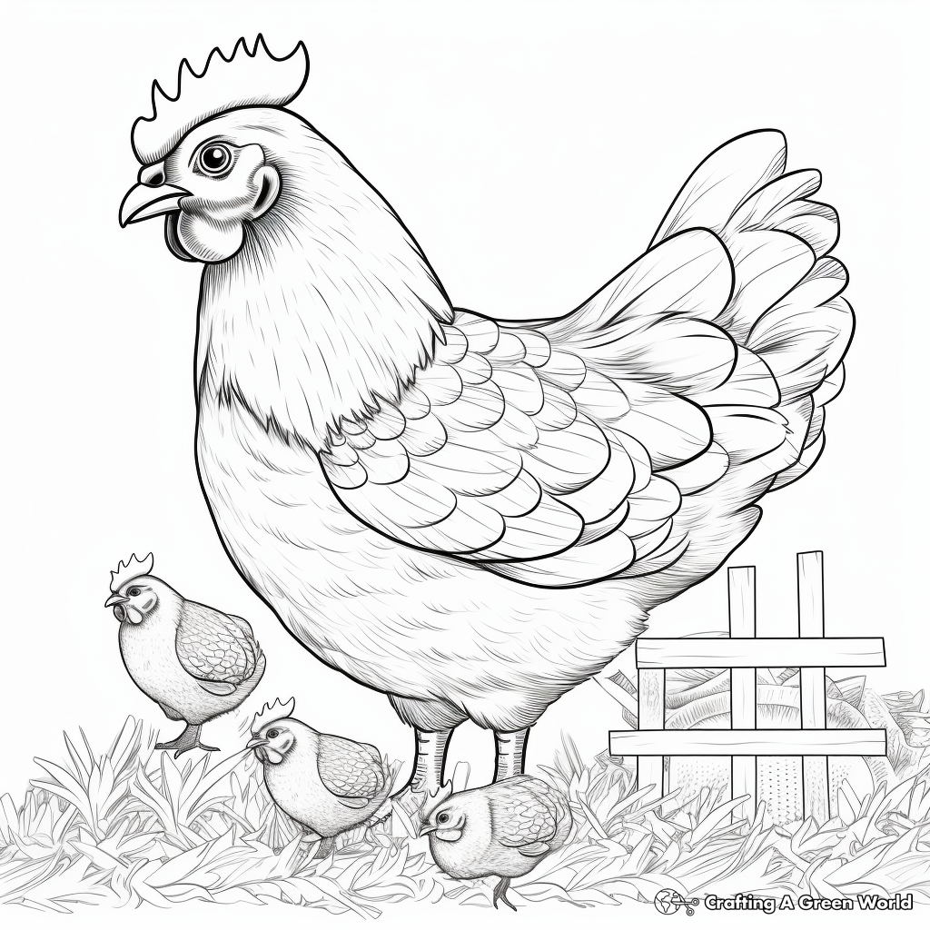 Mother Hen Protecting Her Chick Coloring Page 4