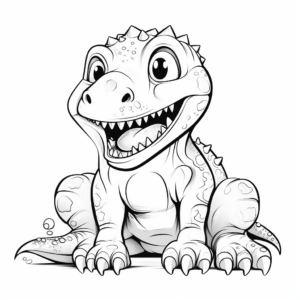 Mother T Rex with Baby T Rex Coloring Sheets 1