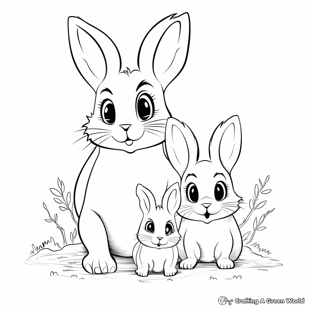 Mother, Father, and Bunny Babies: Complete Family Coloring Pages 1