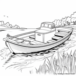 Motorized Canoe Fishing Boat Coloring Pages 2