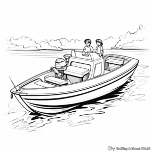 Motorized Canoe Fishing Boat Coloring Pages 3