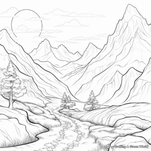 Mountain Landscape Coloring Pages 2