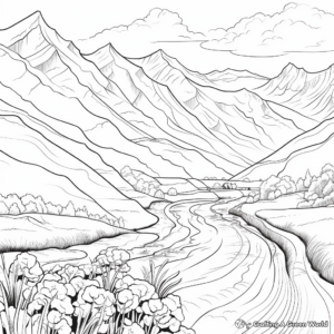 Mountains and Valleys Landscape Coloring Pages 1