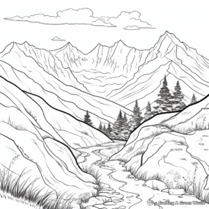 Mountains and Valleys Landscape Coloring Pages 3
