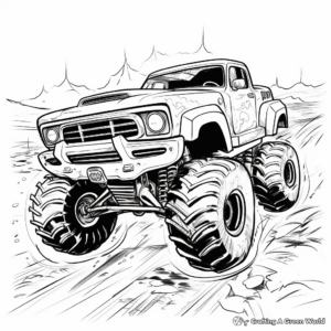 Mud Racing Truck Action Coloring Sheets 1