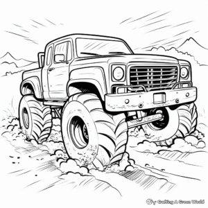 Mud Racing Truck Action Coloring Sheets 3