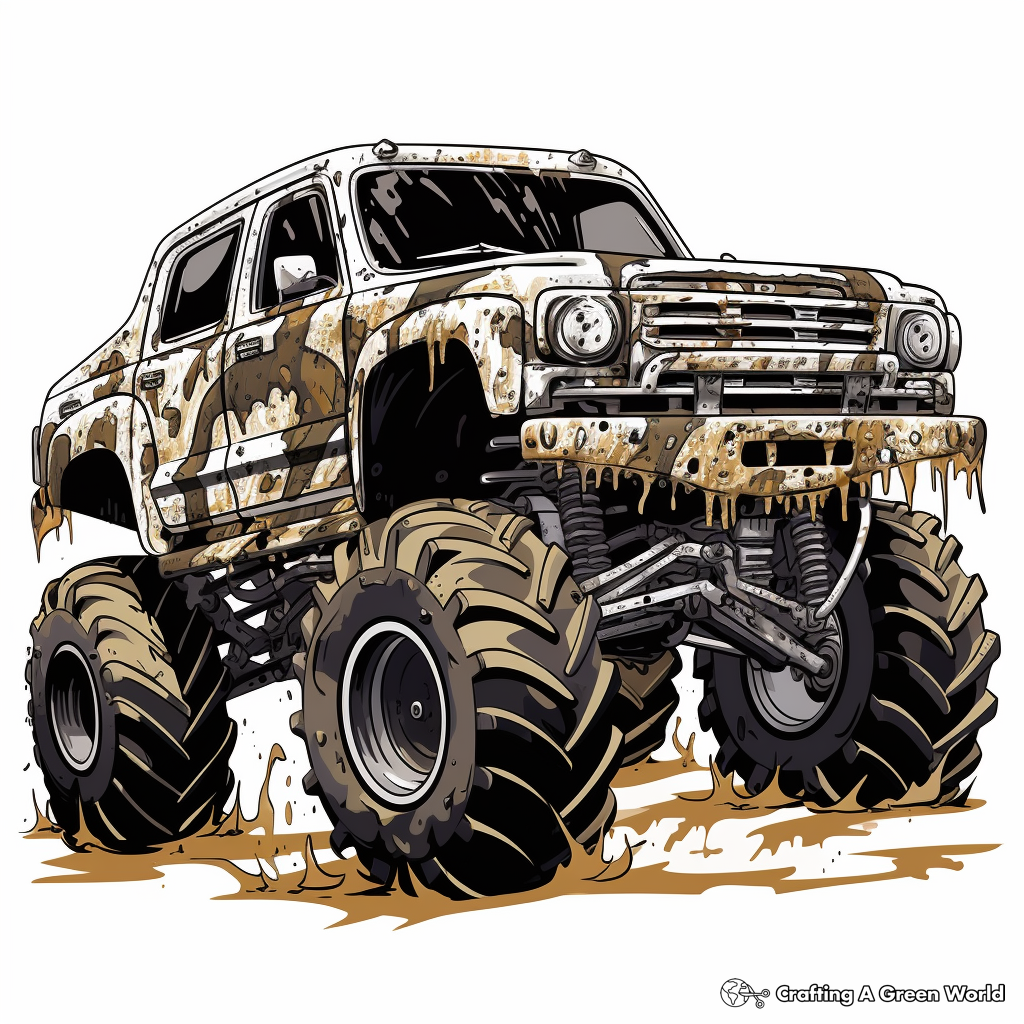 Mud-Spattered Monster Truck Coloring Pages 1
