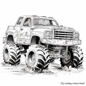 Mud-Spattered Monster Truck Coloring Pages 2