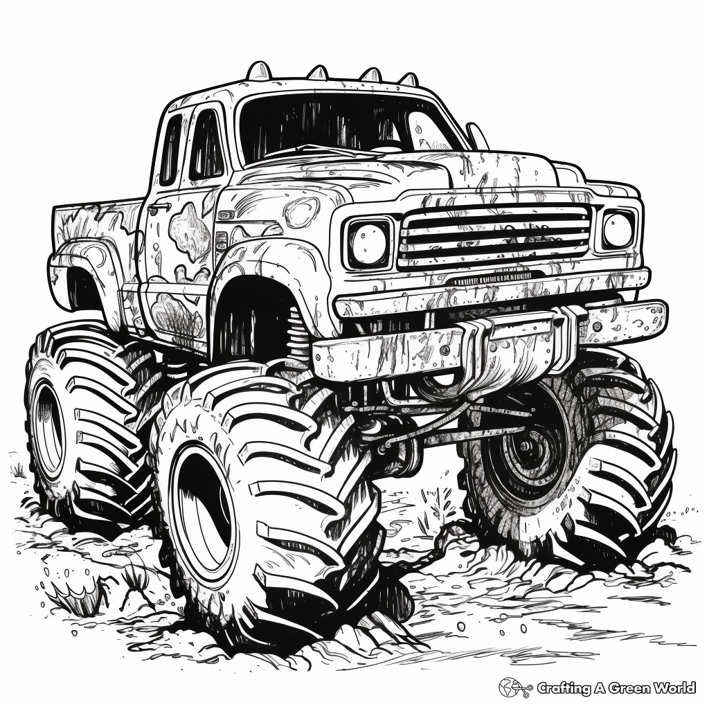 Mud-Spattered Monster Truck Coloring Pages 4