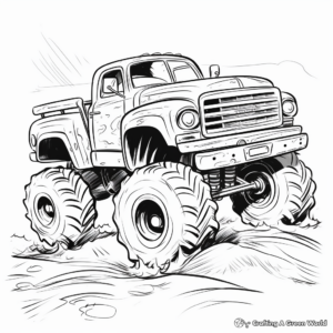 Mud Truck in Action: Exciting Scene Coloring Pages 3