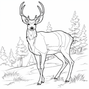 Mule Deer Habitat Coloring Pages: Forest, Prairie, and Desert 1