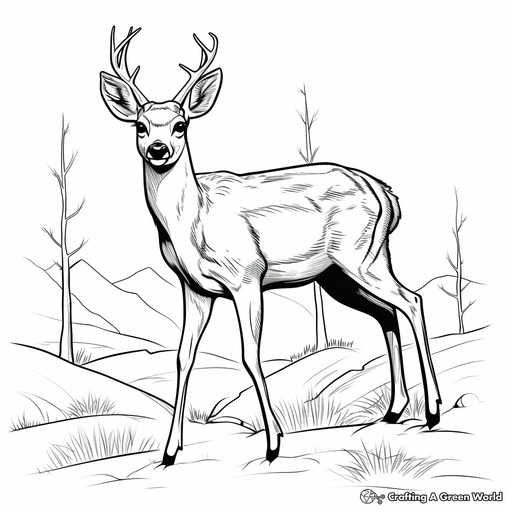 Mule Deer Habitat Coloring Pages: Forest, Prairie, and Desert 2