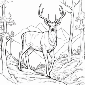 Mule Deer in Autumn: Forest Scene Coloring Pages 3