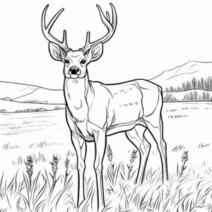 Mule Deer in the Meadow: Nature Scene Coloring Pages 2