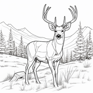 Mule Deer in the Meadow: Nature Scene Coloring Pages 4