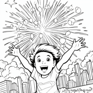 Multi-Colored Firework Bursts Coloring Pages 1