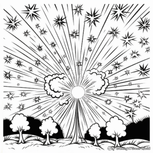 Multi-Colored Firework Bursts Coloring Pages 4