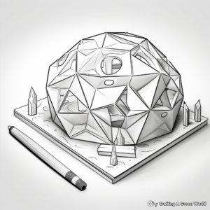 Multi-Dimensional 3D Geodesic Design Coloring Pages 1
