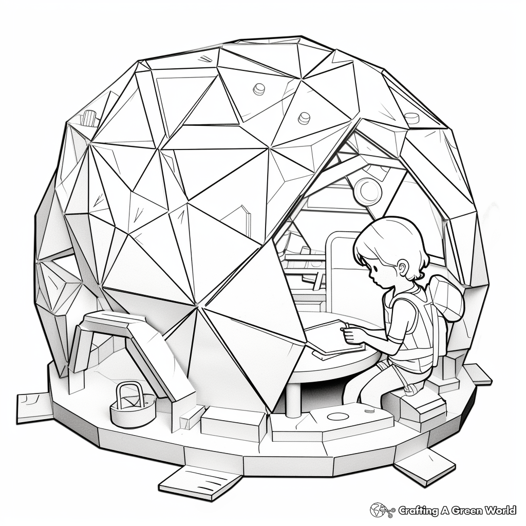 Multi-Dimensional 3D Geodesic Design Coloring Pages 2