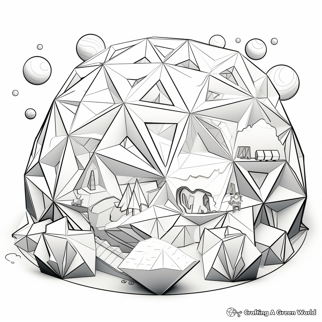 Multi-Dimensional 3D Geodesic Design Coloring Pages 3