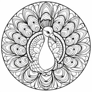 Multicolored Peacock Mandala Coloring Pages 2
