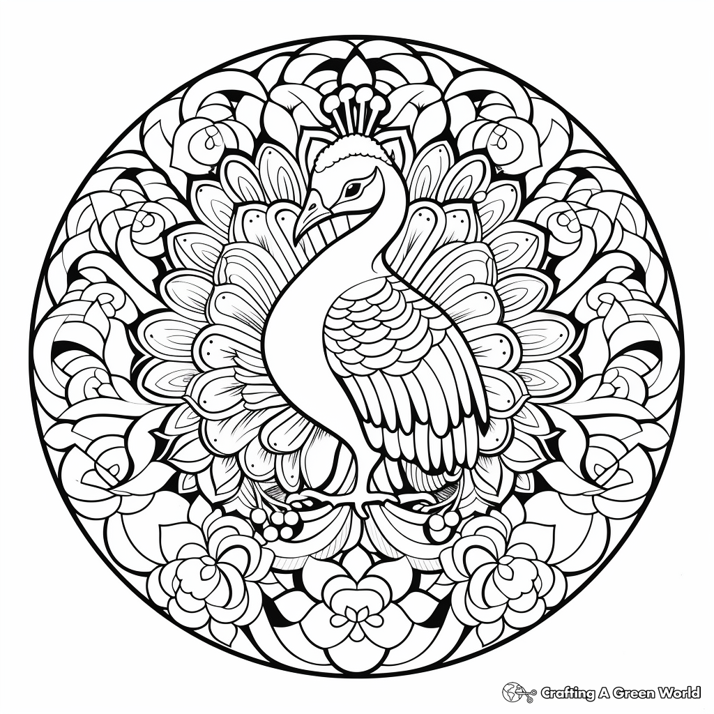 Multicolored Peacock Mandala Coloring Pages 4