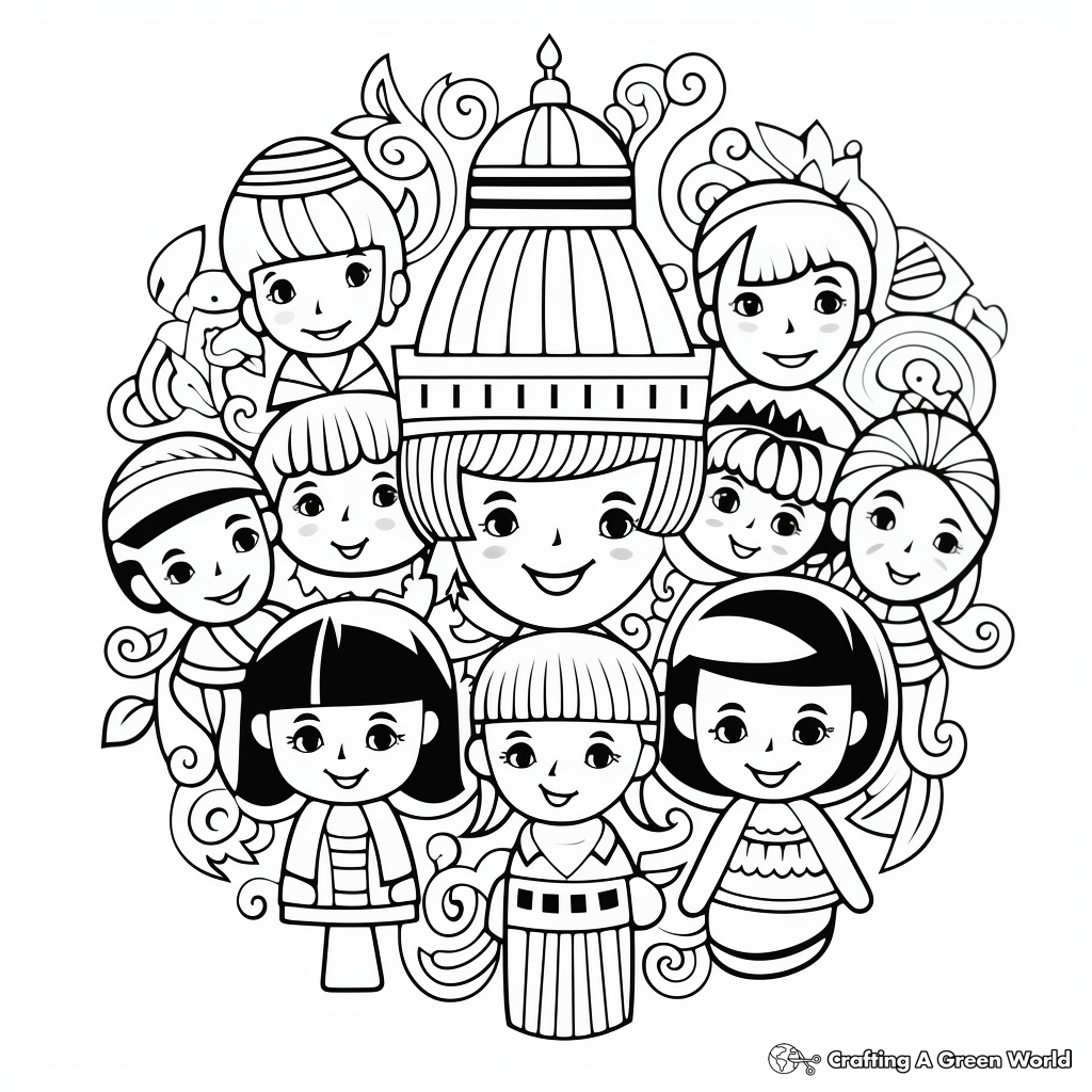 Multicultural-Inspired Ornament Coloring Pages 1