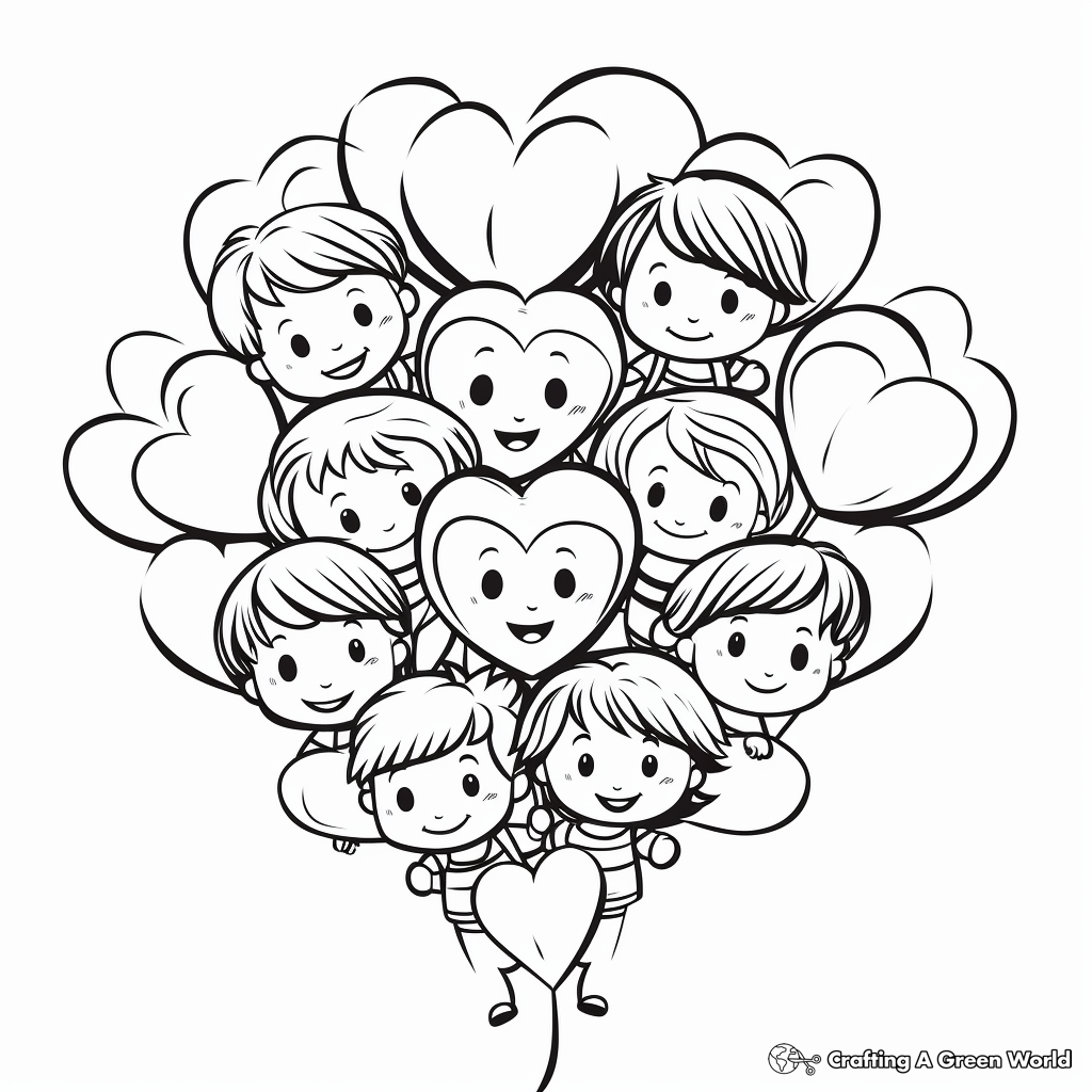 Multiple Hearts Coloring Pages for Children 2
