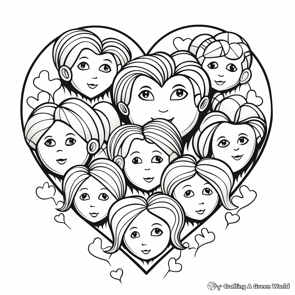 Multiple Hearts Coloring Pages for Children 4