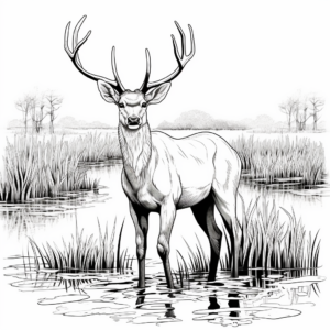 Muscular Barasingha or Swamp Deer Coloring Pages 1