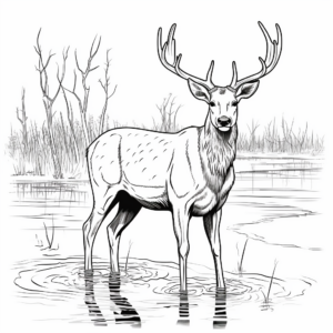 Muscular Barasingha or Swamp Deer Coloring Pages 4