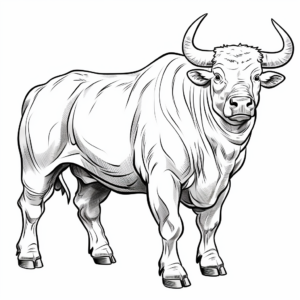 Muscular Rodeo Bull Coloring Pages for Teens 1