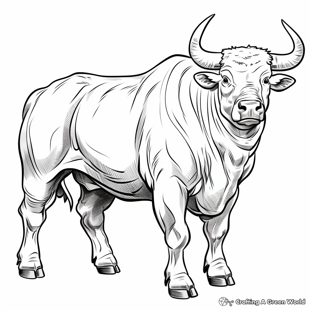 Muscular Rodeo Bull Coloring Pages for Teens 1