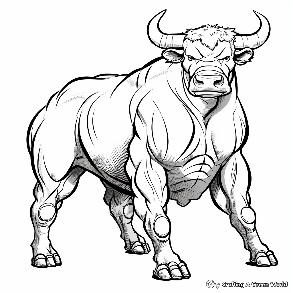 Muscular Rodeo Bull Coloring Pages for Teens 2
