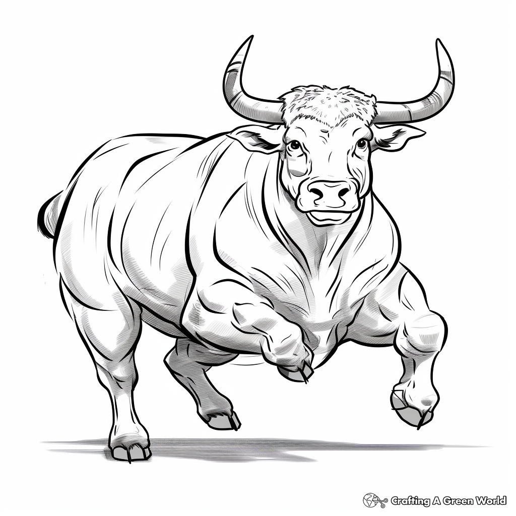 Muscular Rodeo Bull Coloring Pages for Teens 3