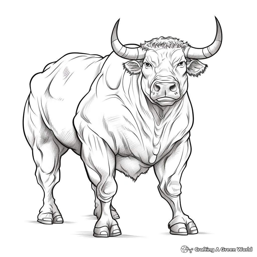 Muscular Rodeo Bull Coloring Pages for Teens 4