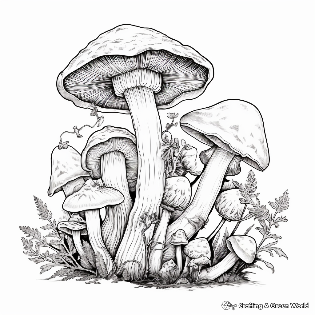 Mushroom Lifecycle Stages Coloring Pages 3