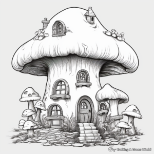 Mushroom Village Fantasy Coloring Pages 4
