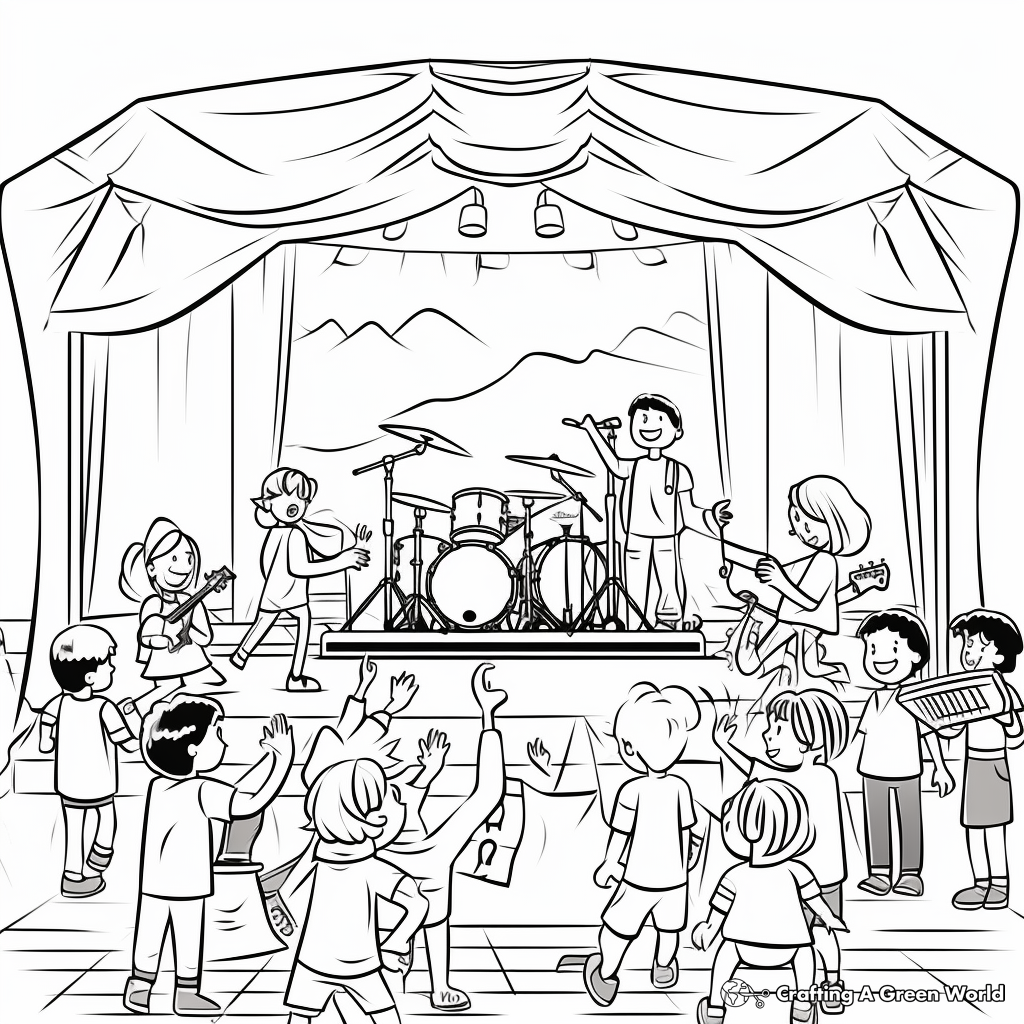 Music Festival Stage Coloring Pages for Teens 2