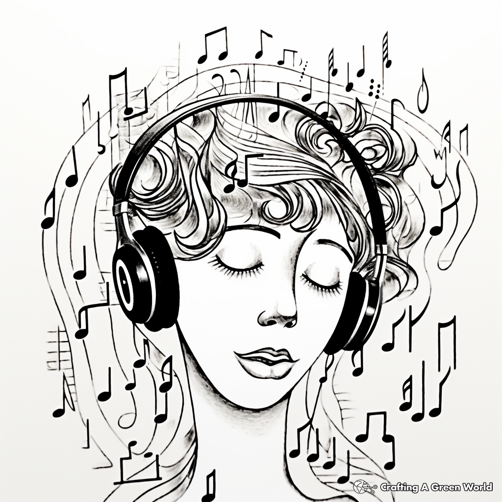 Musical Ear and Notes Coloring Pages 1