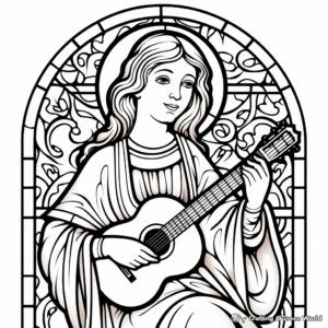 Musical St. Cecilia: Patron Saint of Musicians Coloring Page 1