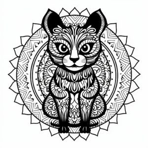 Mysterious Black Cat Mandala Coloring Pages 2