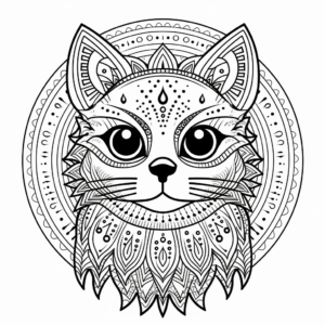 Mysterious Black Cat Mandala Coloring Pages 3