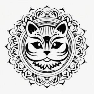 Mysterious Black Cat Mandala Coloring Pages 4