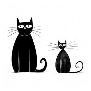 Mysterious Black Cats Coloring Sheets 1