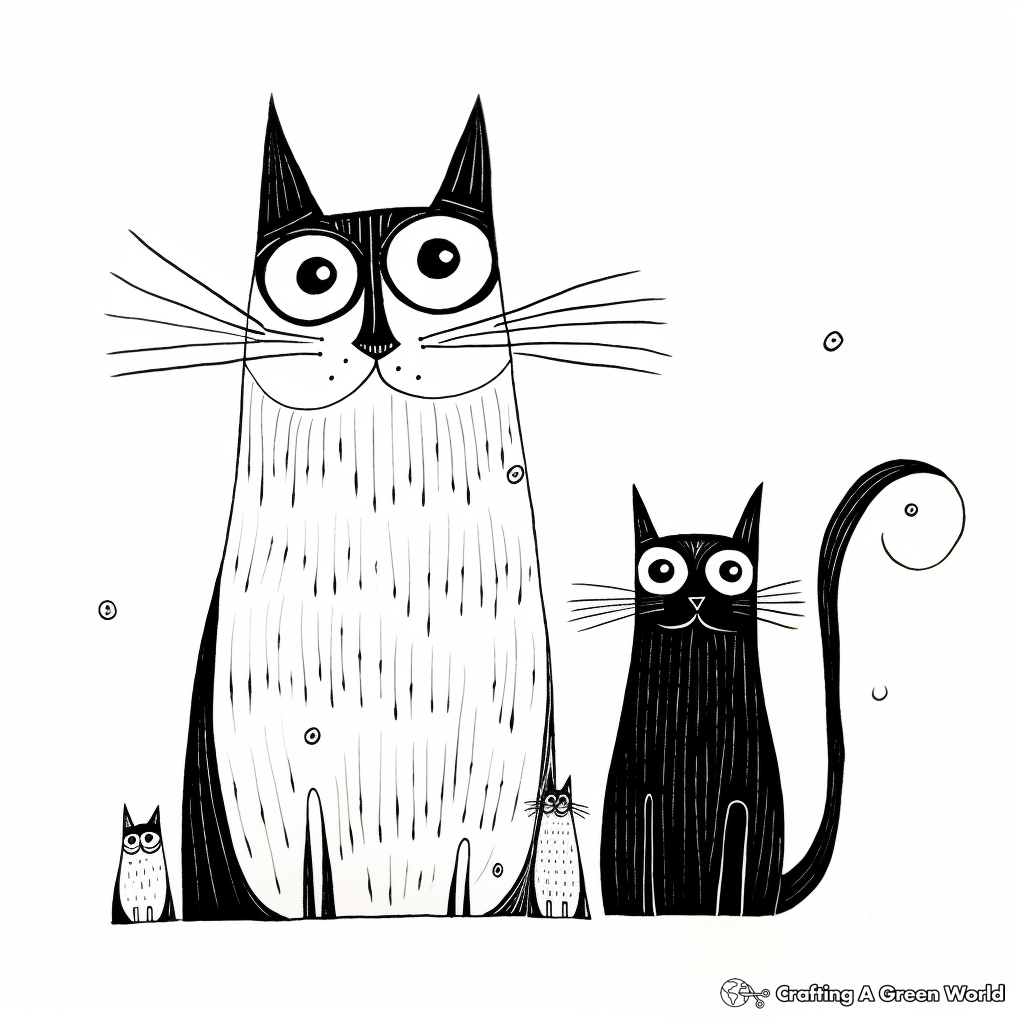 Mysterious Black Cats Coloring Sheets 3