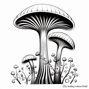 Mysterious Black Trumpet Mushroom Coloring Pages 1